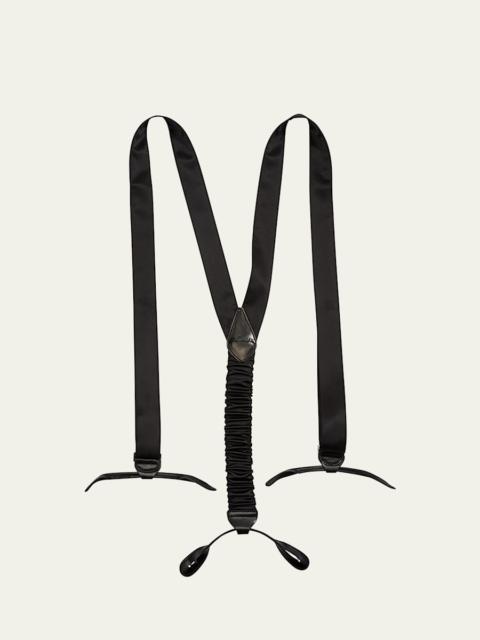 Brioni Men's Leather-Trim Satin Braces