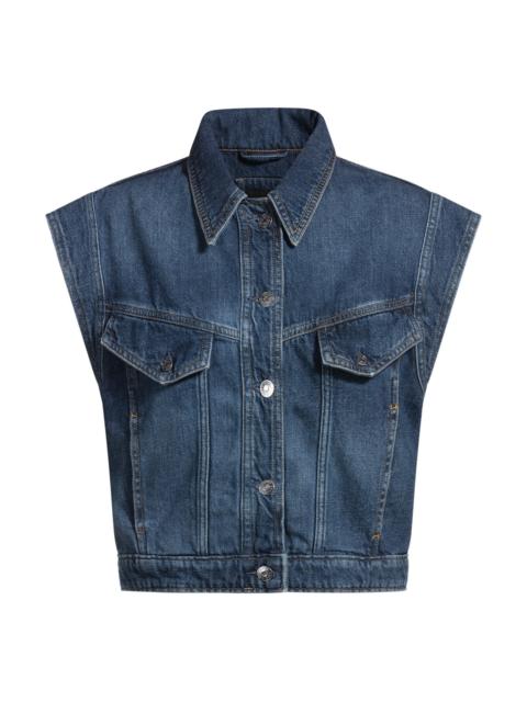 BOSS BOXY SLEEVELESS JACKET IN INDIGO DENIM