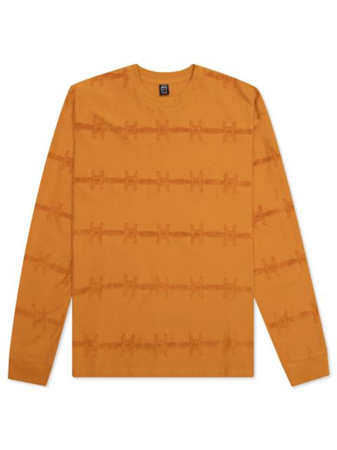 BRAIN DEAD BRAIN DEAD BARBED WIRE BURNOUT L/S TEE - ORANGE