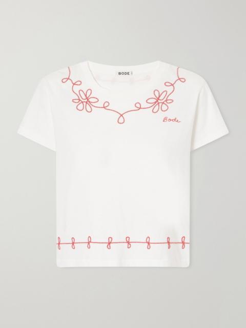 BODE Lasso embroidered cotton-jersey T-shirt White