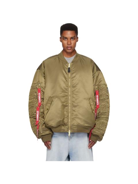 VETEMENTS Khaki Alpha Industries Edition Cargo Reversible Bomber Jacket