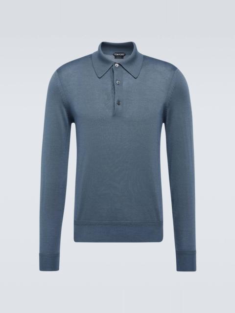 Cashmere and silk polo shirt