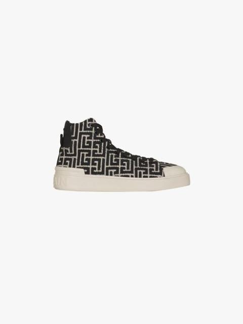 Bicolor ivory and black jacquard B-Court high-top sneakers