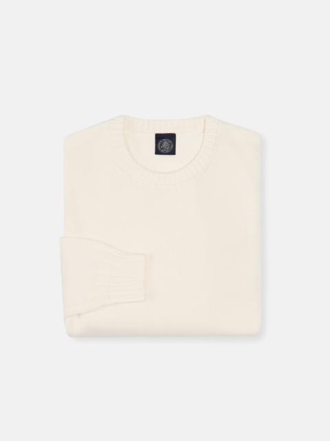 J. PRESS ECRU FINE KNIT COTTON CREWNECK SWEATER - TRIM FIT