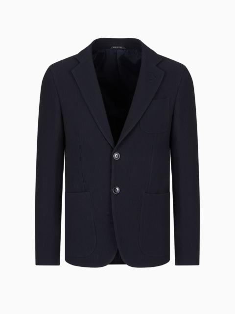 GIORGIO ARMANI Singe-breasted Upton jacket in virgin-wool crêpe rep fabric