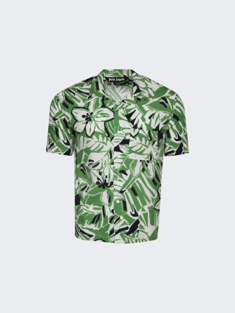 Palm Angels Macro Hibiscus Bowling Shirt Green