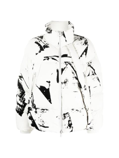 paint splatter-print puffer jacket