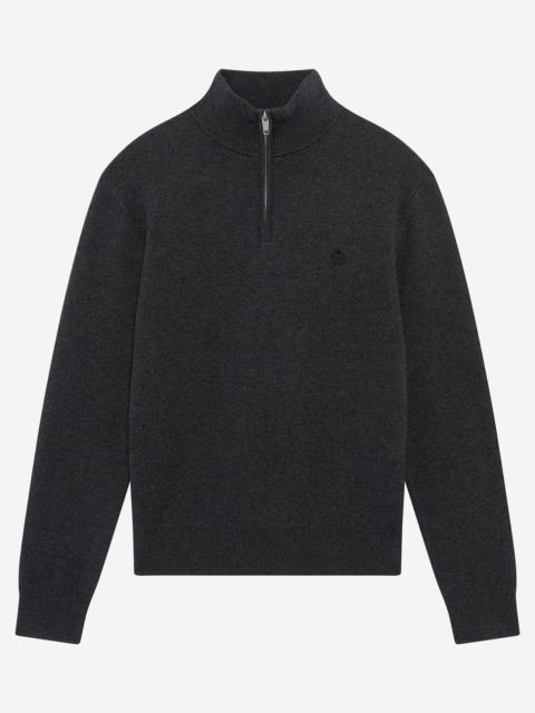 The Kooples GREY DOUBLE-FACED WOOL TRUCKER-NECK SWEATER
