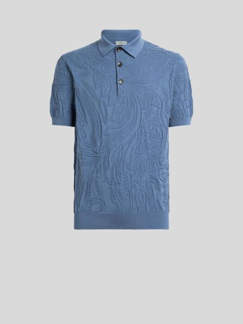 Etro KNIT COTTON POLO SHIRT WITH LEAFY PAISLEY MOTIF