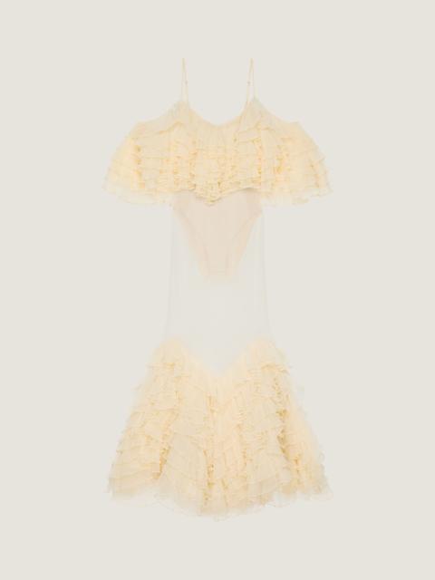 Givenchy LONG RUFFLED DRESS IN ULTRA-FINE KNIT