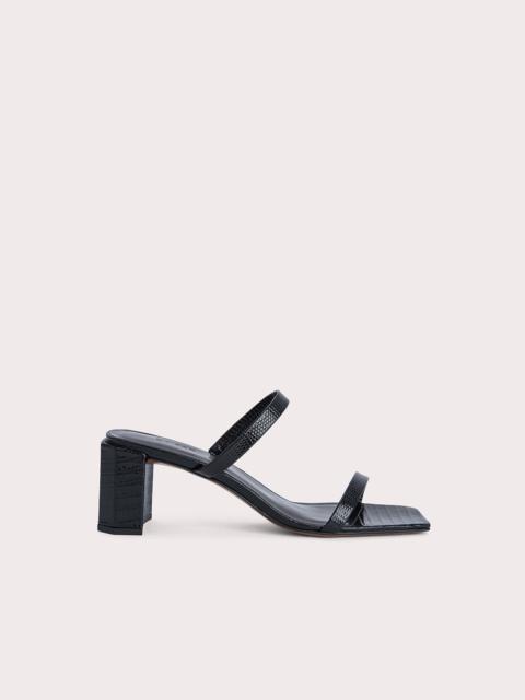 BY FAR Tanya Black Lizard Embossed Leather