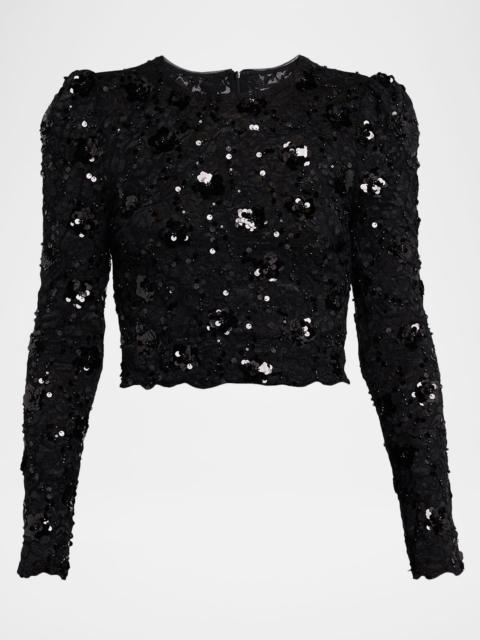 GENERATION LOVE Safia Sequined Lace Crop Top