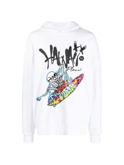 Hawaii-print cotton hoodie