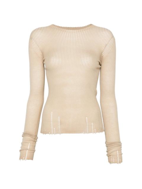 UMA WANG ribbed frayed top