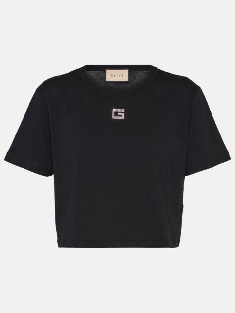 GUCCI Embellished cotton jersey T-shirt