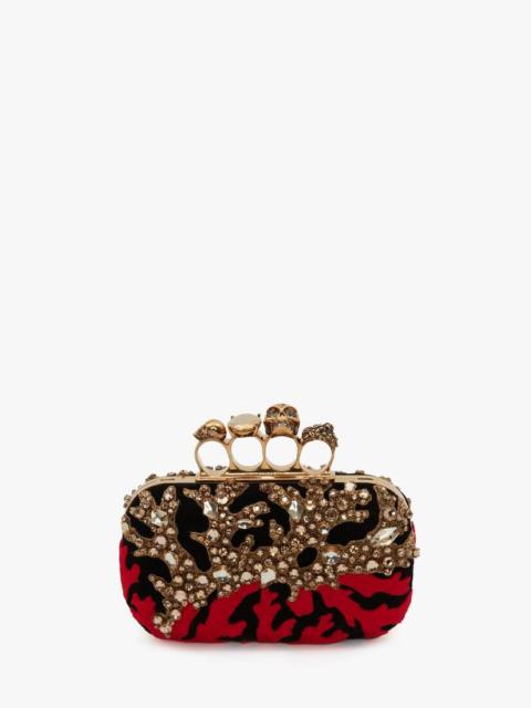 Alexander McQueen Skull Four-ring Clutch in Black