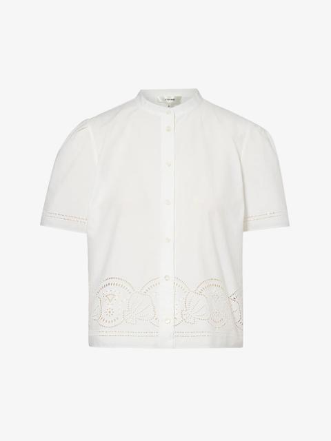 Broderie anglaise-embroidered cotton-poplin shirt