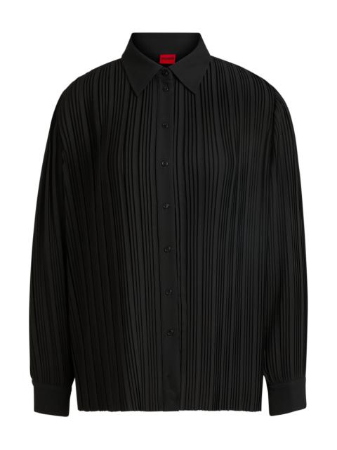 HUGO REGULAR-FIT BLOUSE IN PLISSÉ CREPE
