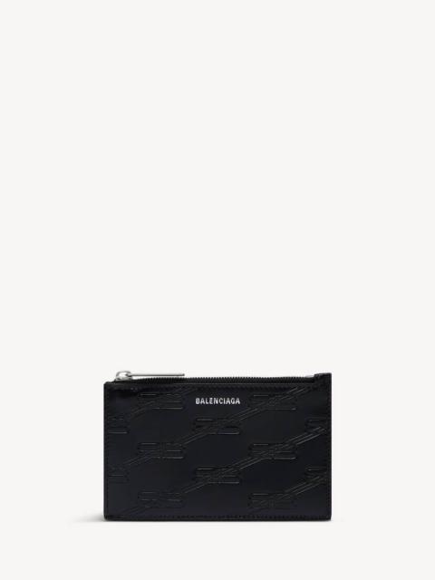 BALENCIAGA Men's Embossed Monogram Long Coin And Card Holder In Box in Black