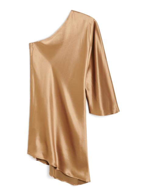 Alvana Asymmetric Satin Mini Dress bronze