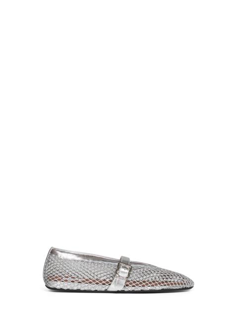 Alaïa Silver laminated fishnet and metallic nappa leather ballet flats
