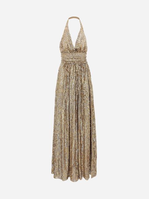 Dolce & Gabbana Long sequined dress with slit