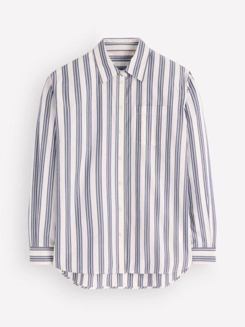BODEN Sienna Relaxed Cotton Shirt-Navy Wide Stripe
