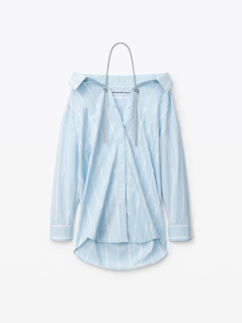 Alexander Wang CRYSTAL BUTTON UP SHIRT IN COTTON POPLIN