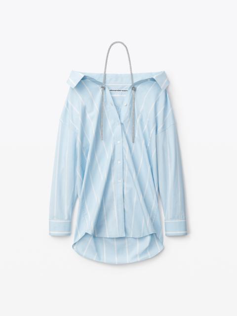 CRYSTAL BUTTON UP SHIRT IN COTTON POPLIN