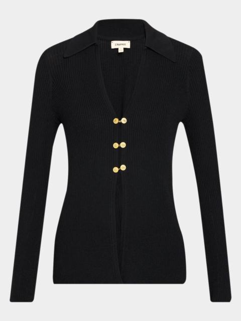 L'AGENCE Kaye Rib-Knit Cardigan Top