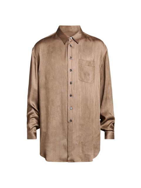 GIORGIO ARMANI Men's Dyed Satin Pocket Shirt - Raw Umber