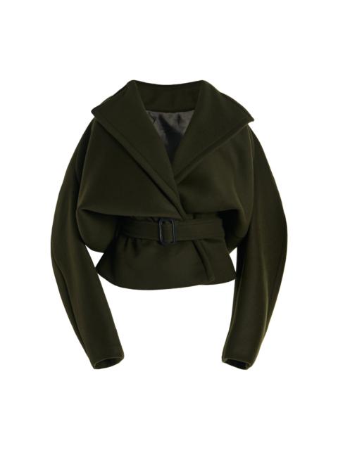 Stella McCartney Brushed Wool Short Coat olive