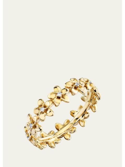 SYDNEY EVAN 14K Diamond Tiny Plumeria Eternity Ring