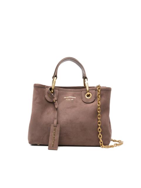 EMPORIO ARMANI logo-lettering suede tote bag