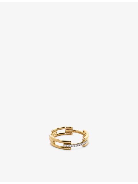 MONICA VINADER Signature Link 18ct Gold Vermeil Plated Sterling Silver and 0.055ct Lab-Grown Diamond Ring