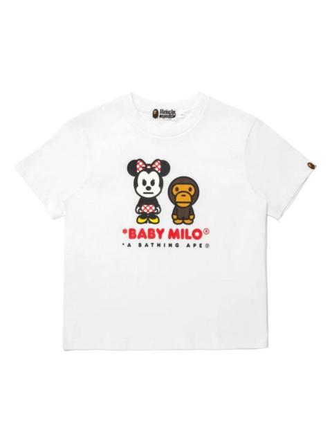 A BATHING APE® (WMNS) A Bathing Ape x Disney Minnie Mouse Baby Milo Relaxed Mini T-Shirt 'White' 0ZXTEW901092Q-WHT