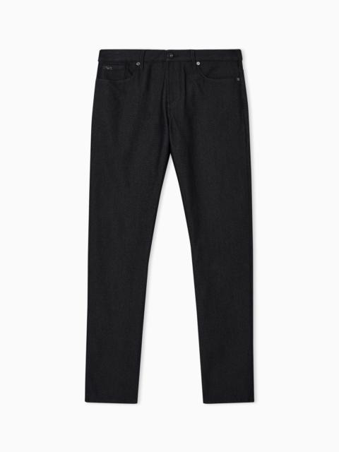 EMPORIO ARMANI J06 Slim-fit, cotton-blend trousers with micro-armure polka dots