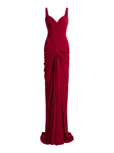 ZUHAIR MURAD Heavy Cady Draped Long Dress red