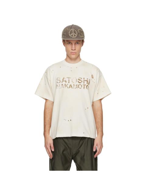 SATOSHI NAKAMOTO Off-White Logo Dirt T-shirt