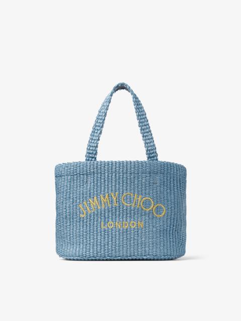 JIMMY CHOO Beach Tote Mini
Smoky Blue Raffia Mini Tote Bag with Jimmy Choo Embroidery