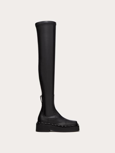Valentino ROCKSTUD M-WAY OVER-THE-KNEE BOOT IN STRETCH SYNTHETIC MATERIAL 50 MM