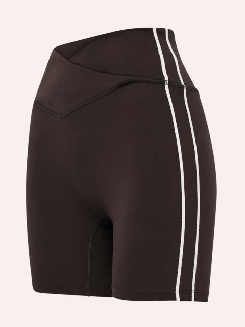 P.E NATION CLARITY 5" BIKE SHORT IN COFFEE & WHISPER WHITE