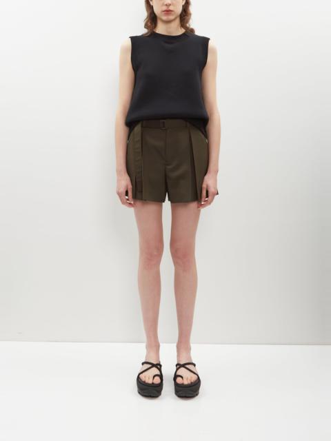 sacai Suiting Belted Shorts — Khaki