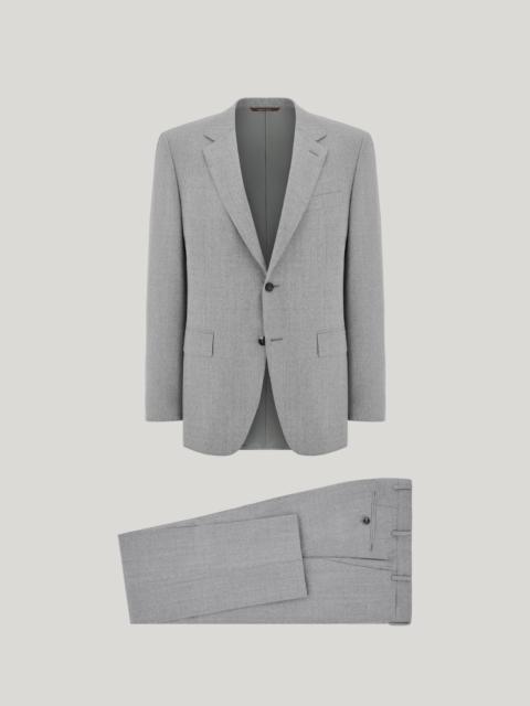 Canali LIGHT GRAY WOOL FLANNEL SINGLE-BREASTED REGULAR-FIT SUIT