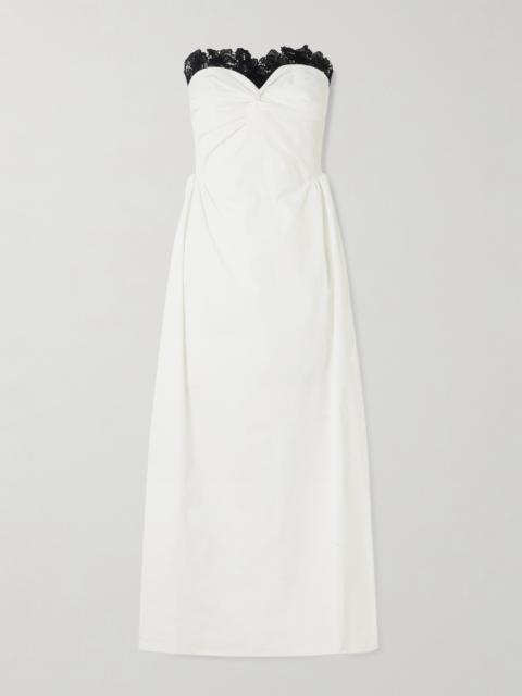 KIKA VARGAS Rose Guipure Lace-trimmed Faille Maxi Dress