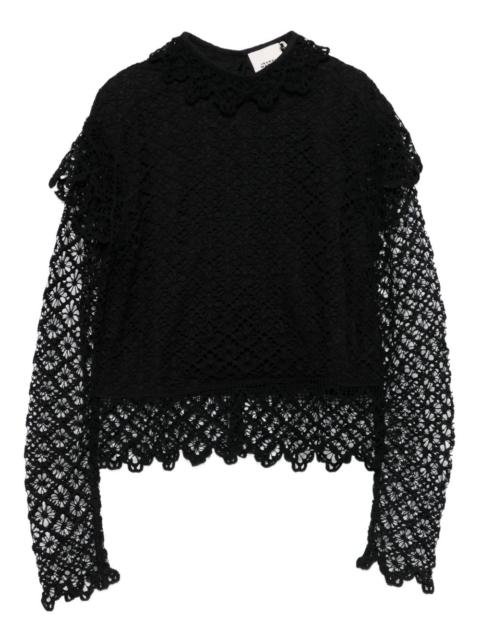 Isabel Marant Ludivine lace-trimmed ruffled top