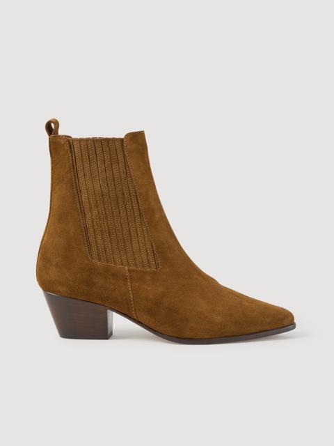 Sandro LEATHER ANKLE BOOTS WITH ELASTIC