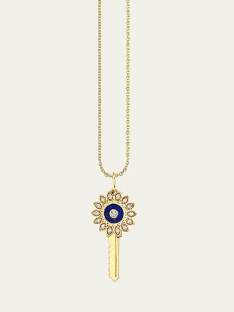 SYDNEY EVAN 14K Yellow Gold Lapis Stone Inlay Key Charm with Diamonds