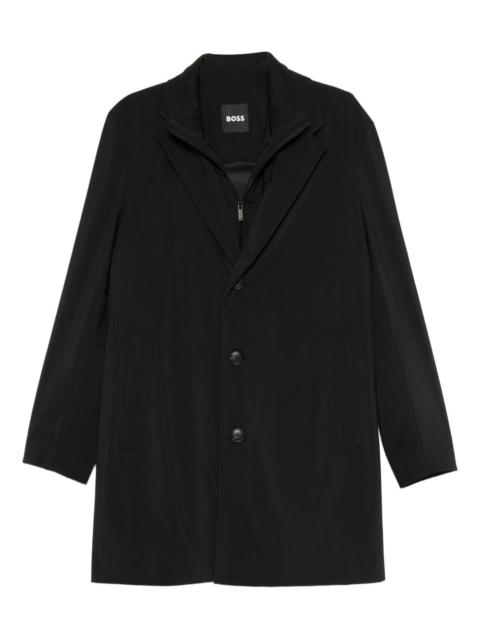 BOSS three-button notched-lapels coat