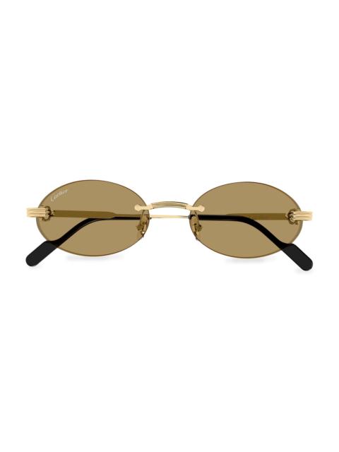 Cartier Women's Première de 53MM 24K-Gold-Plated Rimless Oval Sunglasses - Gold Light Brown